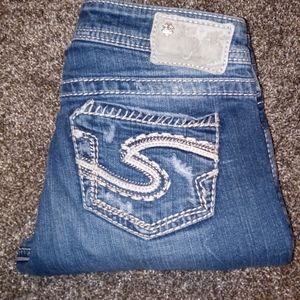 Women's Silver Distressed Jeans